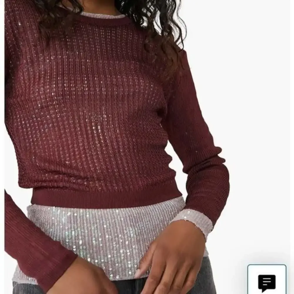 NWT Free People H20 Crew Pullover Size small raw garnet burgundy color​​​​​​​